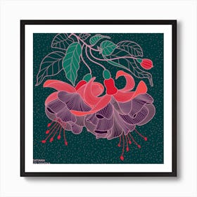 Fuchsia Flower Square Art Print