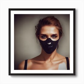 Woman Wearing A Mask Art Print