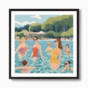 Swimming In The Pool Art Print