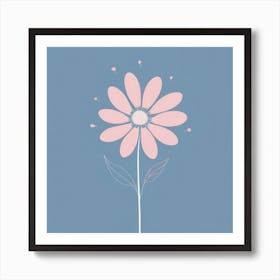 A White And Pink Flower In Minimalist Style Square Composition 676 Art Print