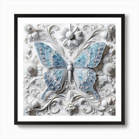 Marble Butterfly Panel IV Art Print