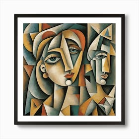 Cubist Women Portrait Picasso-Inspired Geometric Art Print