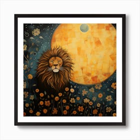 Lion In The Moonlight 1 Art Print