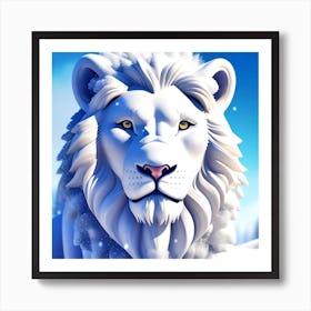 Lion In The Snow Art Print