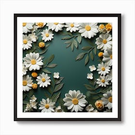 Paper Flowers On A Green Background 1 Art Print