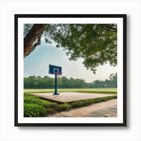 Basketball Court In Park Art Print