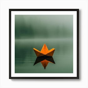 Origami Boat On Water Art Print