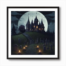 spooky castle 1 Art Print