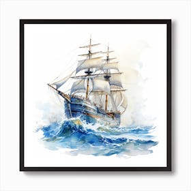 Watercolor Sailing Ship 1 Art Print