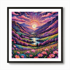 Sunset In The Mountains 15 Art Print