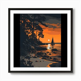 Sunset Sailboat Art Print