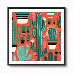 Cactus Pattern 9 Art Print