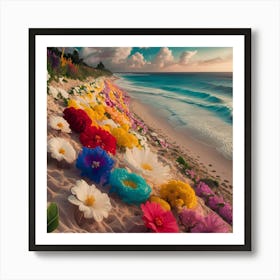 Flowers On The Beach 2 Art Print