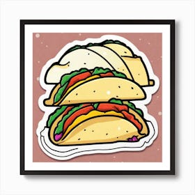 Mexican Taco Sticker 2d Cute Fantasy Dreamy Vector Illustration 2d Flat Centered By Tim Burt (21) Art Print