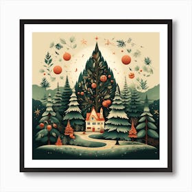 Christmas Tree In The Forest Art Print