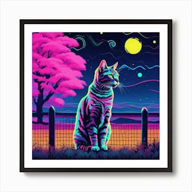 Cat In The Night Sky Art Print