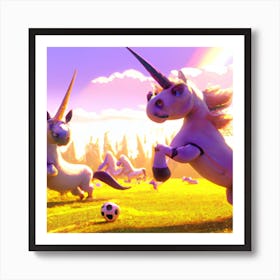 Unicorns winning the cup Art Print