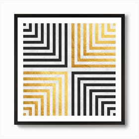 Gold and black lines 2 Art Print