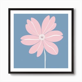 A White And Pink Flower In Minimalist Style Square Composition 326 Art Print