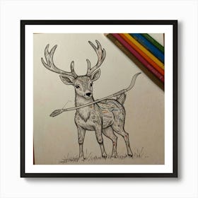 Deer With Bow And Arrow 3 Art Print