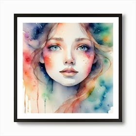 Watercolor Of A Girl 2 Art Print