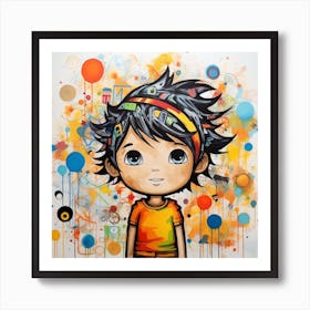 Abstract Colorful Child Doodle Vibrant Paint Art Print