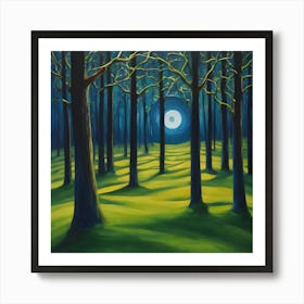 Moonlight In The Forest 1 Art Print