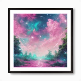 Pink Forest Landscape Art Print