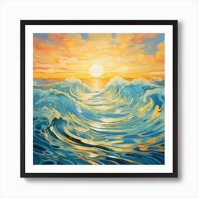 Sunset Over The Ocean 4 Art Print