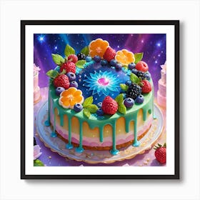 Cake With Berries And Stars Art Print