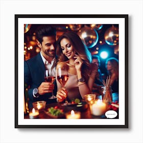 Couple At A Restaurant Art Print