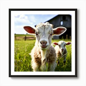 Goats In The Grass 1 Art Print