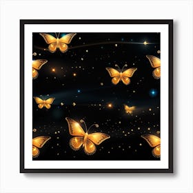 Golden Butterflies 13 Art Print