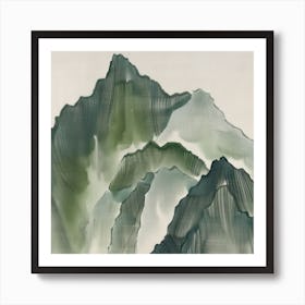 Japanese Watercolour Of Mount Nantai 6 Art Print