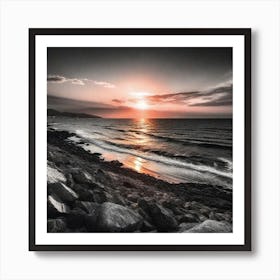 Sunset At The Beach 501 Art Print