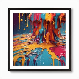 Colorful Paint Drips Art Print