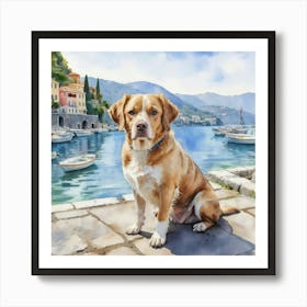 Painting Of A Dog In Isola Bella Italy In The Style Of 1 Art Print