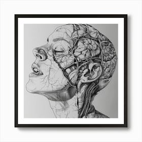 Anatomy Drawing Of A Woman'S Head Art Print