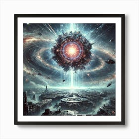 A Colossal Futuristic Weapon Creating A Nexus Coll Art Print