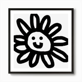 Daisy Face Black Line Art Print