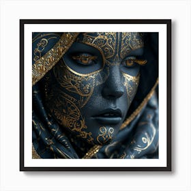 Black And Gold Woman Art Print