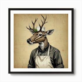 Chef Deer 6 Art Print