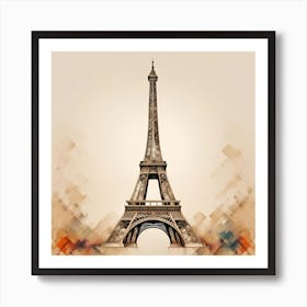 Eiffel Tower wallart colorful beige print abstract poster art illustration design texture for canvas Art Print