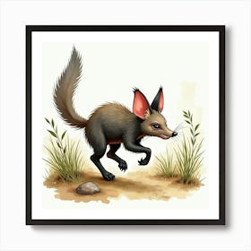 Tasmanian Devil Running Through The Bush 2 Art Print