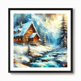 Oil Texture Log Cabin 3 1 Art Print