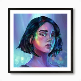 Girl With Neon Lights Affiche