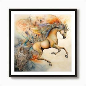 Surreal Horse In The City Art Print