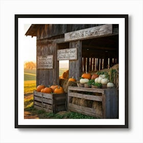 A Rustic Barn With A Weathered Wooden Sign Lean Against It Rolling Hills In The Background Transiti Art Print