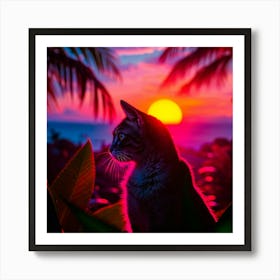 Sunset Cat 2 Art Print