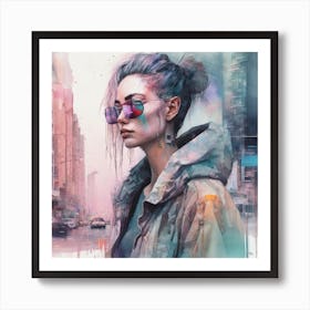 Woman In A City Art Print